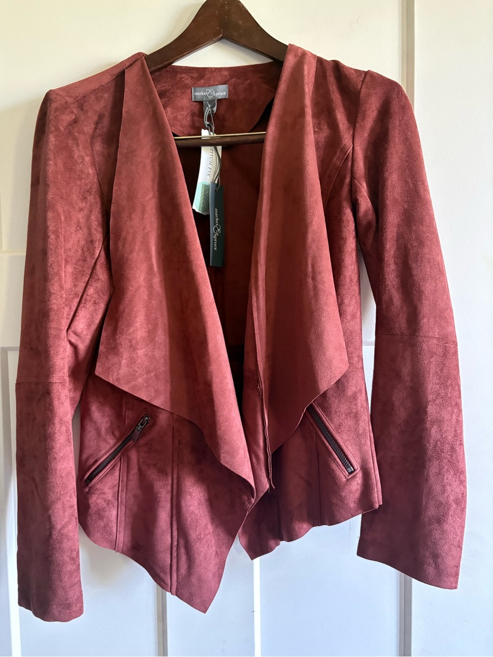 NWT Market & Spruce (Stitch Fix) Sz S Walley Faux Suede Drape Jacket